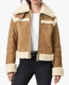 Saoirse Suede Leather Shearling Brown Jacket