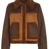 Saoirse Suede Leather Shearling Women's Brown Jacket