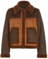 Saoirse Suede Leather Shearling Womens Brown Jacket 1