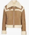 Saoirse Suede Leather Shearling Womens Brown Jacket