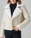 Sophie Shearling White Sheepskin Bomber Jacket