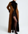 Theresa Shearling Suede Leather One Botton Long Coat