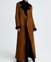 Theresa Womens Shearling One Botton Long Coat