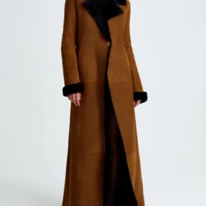 Theresa Womens Shearling One Botton Long Coat