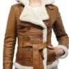 Vernice Shearling Aviator Double Breasted Buttoned And Belted Jacket