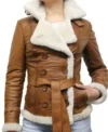 Vernice Shearling Aviator Double Breasted Buttoned And Belted Jacket