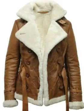 Vernice Shearling Leather Aviator Belted Jacket