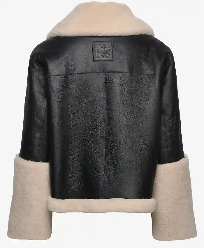 Virginia Wide Cuffs Genuine Leather Jacket For Women