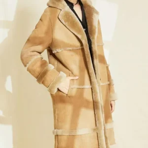 Yadira B 3 Bomber Multiple Shearling Fur Strap Long Coat