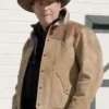 Yellowstone S03 John Dutton Beige and Brown Leather Jacket