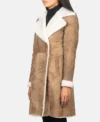 Zoe Womens Distressed Shearling Long Coat