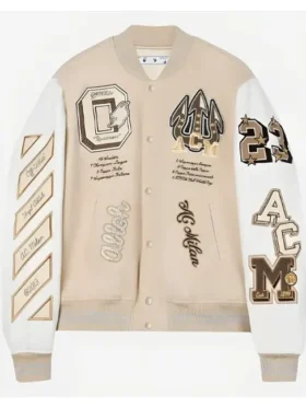 AC Milan Off White Varsity Jacket