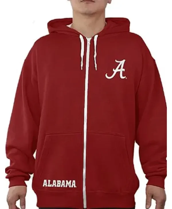 Alabama Crimson Zip Maroon Fleece Hoodie