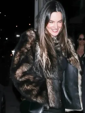 Alessandra Ambrosio Brown Fur Jacket For Women