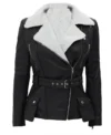 Alex Black Shearling Leather Biker Jacket