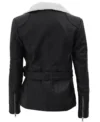 Alex Black Shearling Leather Biker Jacket Back