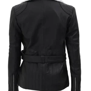 Alex Black Shearling Leather Biker Jacket Back