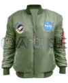 Alpha Industries MA-1 Nasa Green Bomber Jacket front open zip