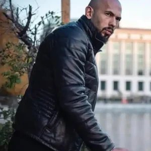 Andrew Tate Black Leather Puffer Jacket