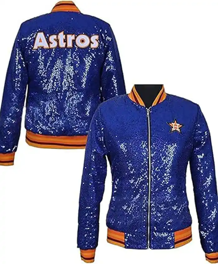 Astros Sequin Bomber Jacket For Sale