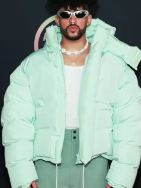Bad Bunny American Music Awards Mint Green Puffer Jacket