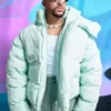 Bad Bunny American Music Awards Mint Green Puffer Jacket on Sale
