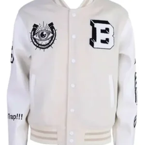 Bad Bunny Monaco White Varsity Jacket