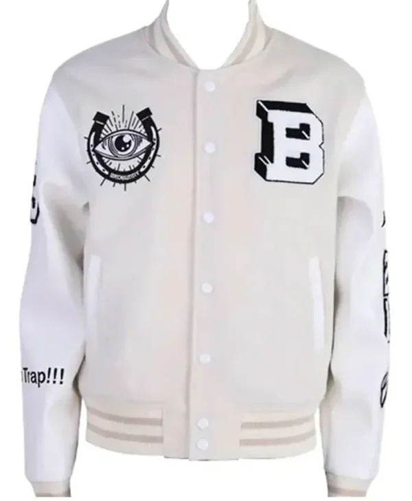Bad Bunny Monaco White Varsity Jacket