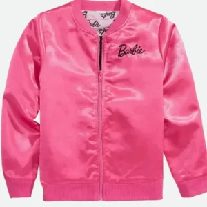 Barbie Pink Satin Bomber Jacket