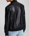 Black Faux Leather Bomber Jacket