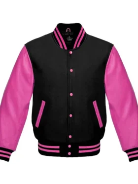 Black and Pink Varsity Jacket