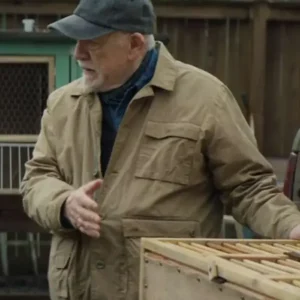 Brian Cox Little Wing 2024 Movie Jaan Button Cotton Polyester Brown Jacket