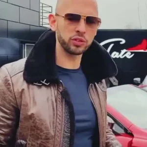 Buy Andrew Tate Brown Fur Shearling Leather Jacket For Sale Men And Women