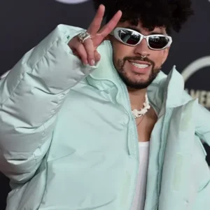 Buy Bad Bunny American Music Awards Mint Green Puffer Jacket