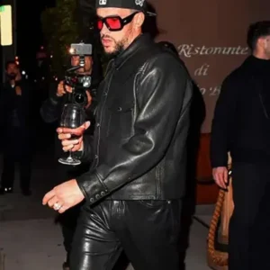 Buy Bad Bunny Shore Bar LA Black Leather Jacket
