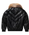 Buy Bubble Black Leather V Bomber Jacket