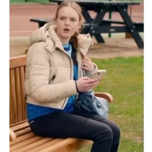 Buy Danya Griver Fool Me Once 2024 Beige Hooded Puffer Jacket