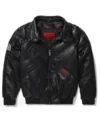 Buy Detachable Fur Collar Black V Bomber Jacket 