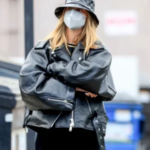 Buy Hailey Bieber Biker Leather Jacket