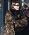 Buy Hailey Bieber Brown Fur Jacket