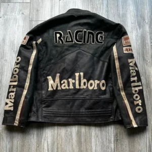 Buy Marlboro Vintage Leather Racing Black Leather Jacket