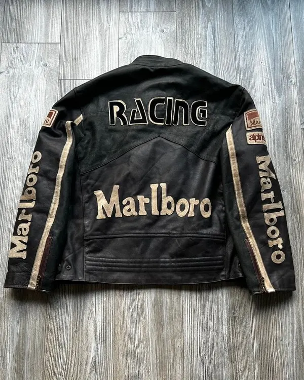 Buy Marlboro Vintage Leather Racing Black Leather Jacket
