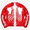 Buy Skeleton Red Supreme Vanson Red Leather Jacket