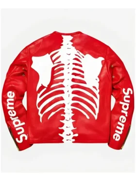 Buy Skeleton Red Supreme Vanson Red Leather Jacket