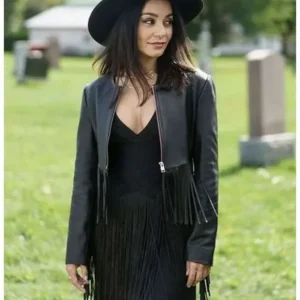 Buy Vanessa Hudgens French Girl 2024 Black Leather Jacket