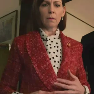 Carrie Preston Elsbeth 2024 Red Tweed Blazer 