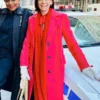 Carrie Preston Elsbeth 2024 Red Wool Long Coat On Sale