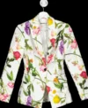 Carrie Preston Elsbeth 2024 White Floral Print Coat