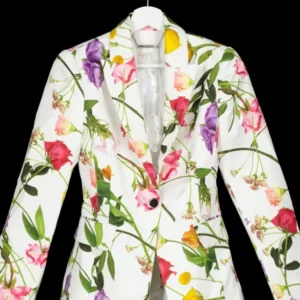 Carrie Preston Elsbeth 2024 White Floral Print Coat