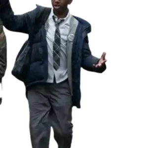 Che Tafari Little Wing 2024 Movie Adam Parachute Fabric Blue Hooded Puffer Jacket